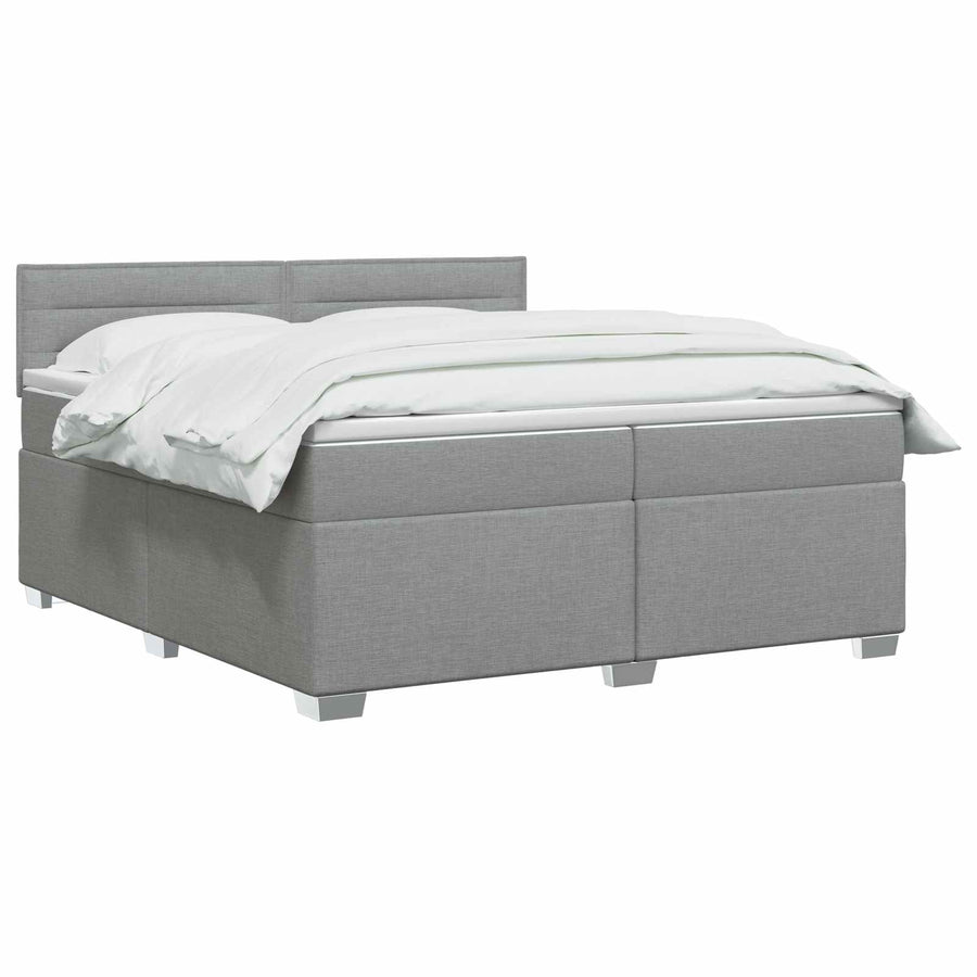 Boxspringbed met matras Lichtgrijs 200 x 200 cm Stof