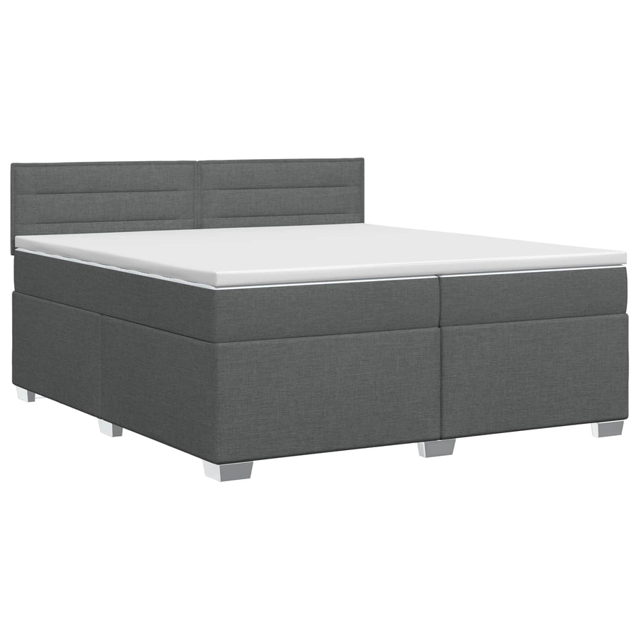 Boxspringbed met matras Donkergrijs 200 x 200 cm Stof