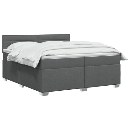 Boxspringbed met matras Donkergrijs 200 x 200 cm Stof