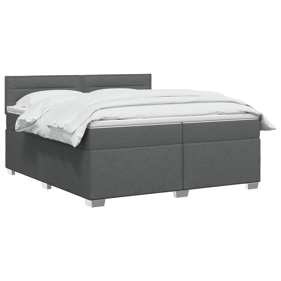 Boxspringbed met matras Donkergrijs 200 x 200 cm Stof