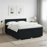 Boxspringbed 200x200 cm zwart met matras hoofdeinde