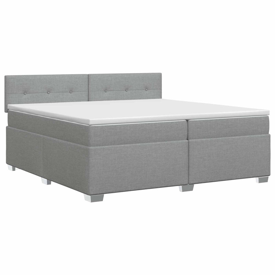 Boxspringbed met matras Lichtgrijs 200 x 200 cm Stof