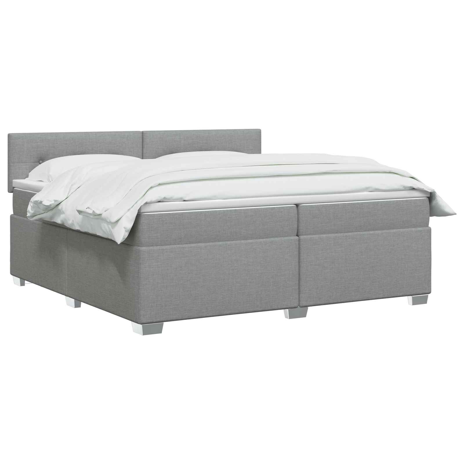 Boxspringbed met matras Lichtgrijs 200 x 200 cm Stof
