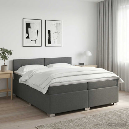 Boxspringbed met matras Donkergrijs 200 x 200 cm Stof