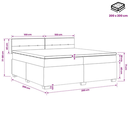 Boxspringbed met matras Donkergrijs 200 x 200 cm Stof