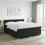 Boxspringbed 200x200 cm zwart met matras en hoofdeinde