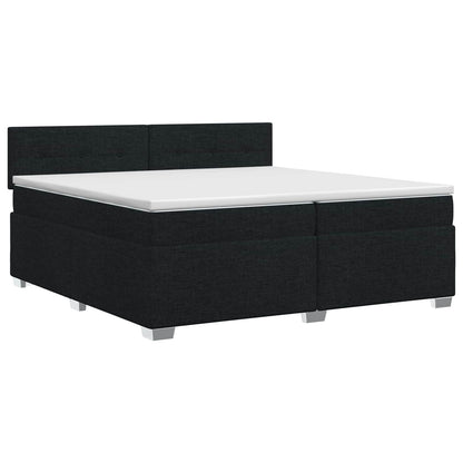 Boxspringbed met matras met hoofdeinde Zwart 200 x 200 cm Stof