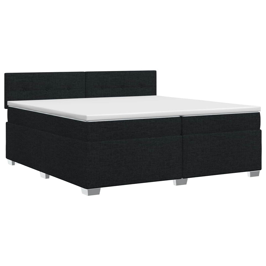 Boxspringbed met matras met hoofdeinde Zwart 200 x 200 cm Stof