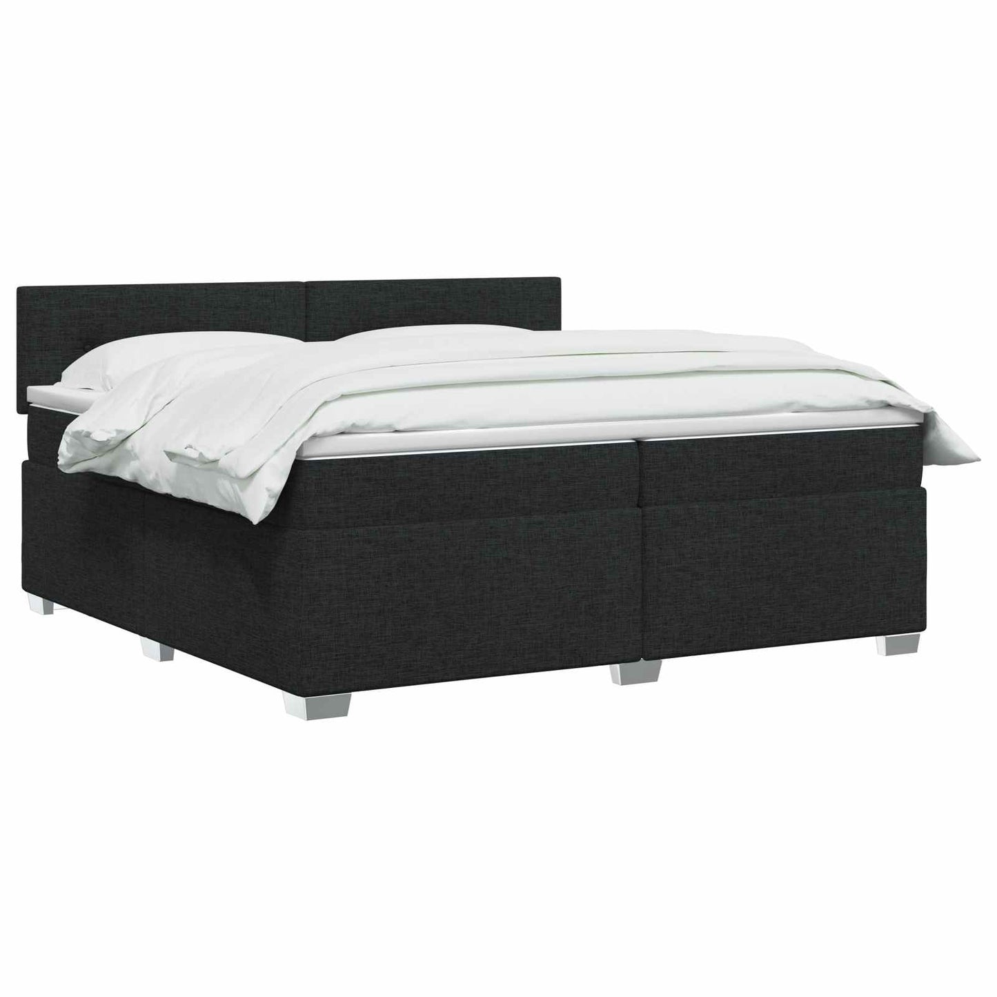 Boxspringbed met matras met hoofdeinde Zwart 200 x 200 cm Stof