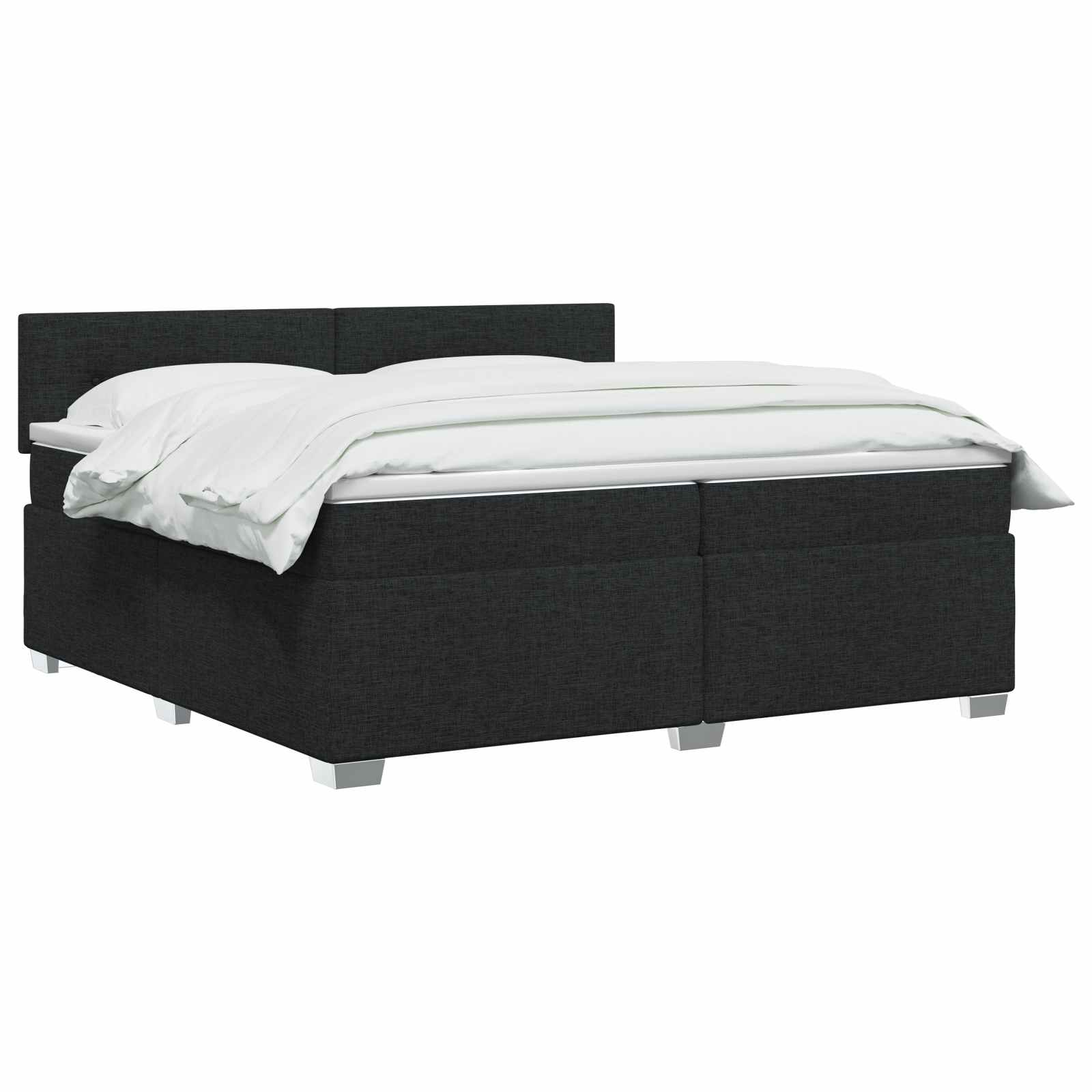 Boxspringbed met matras met hoofdeinde Zwart 200 x 200 cm Stof