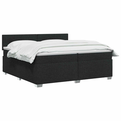 Boxspringbed met matras met hoofdeinde Zwart 200 x 200 cm Stof