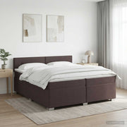 Boxspringbed 200x200 cm donkerbruin met matras en topper