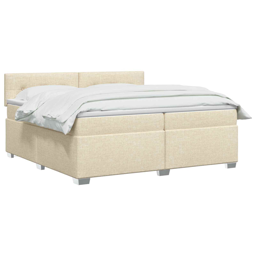 Boxspringbed met matras Crèmekleurig 200 x 200 cm Stof