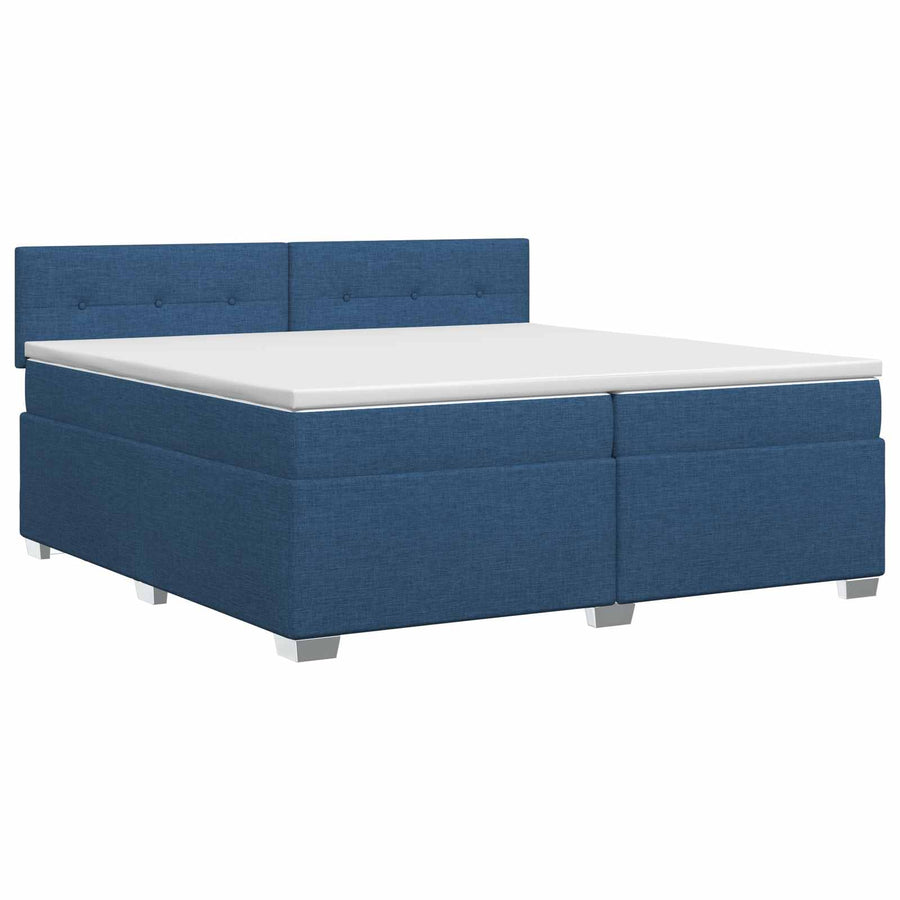 Boxspringbed met matras met hoofdeinde Blauw 200 x 200 cm Stof