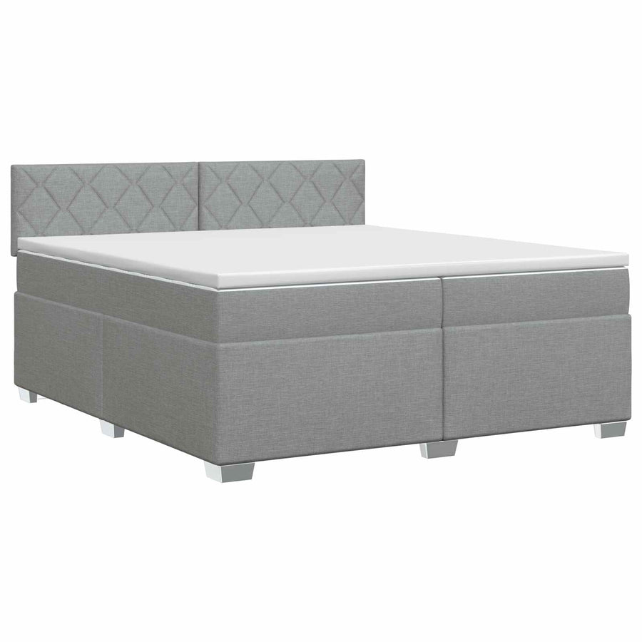 Boxspringbed met matras Lichtgrijs 200 x 200 cm Stof