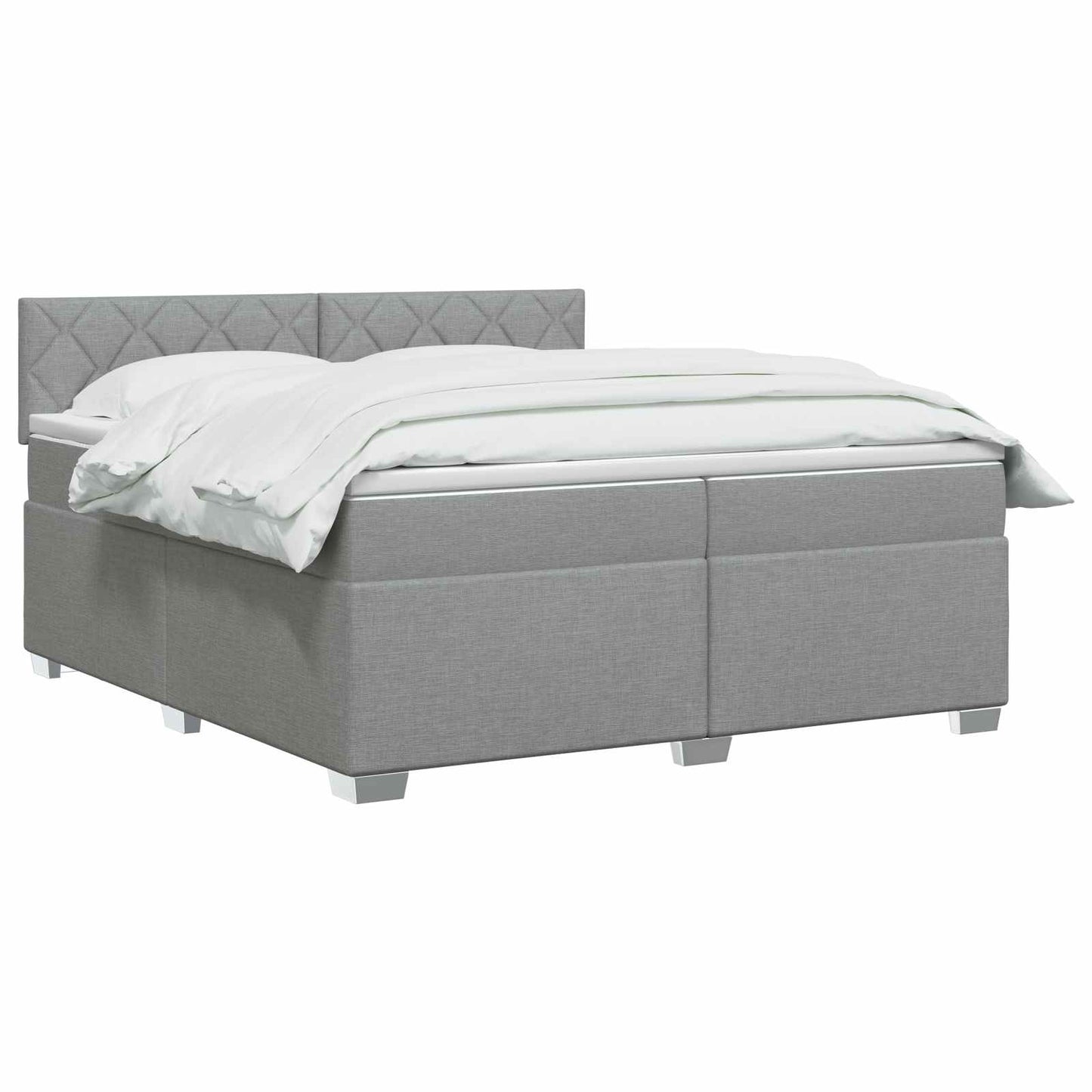 Boxspringbed met matras Lichtgrijs 200 x 200 cm Stof