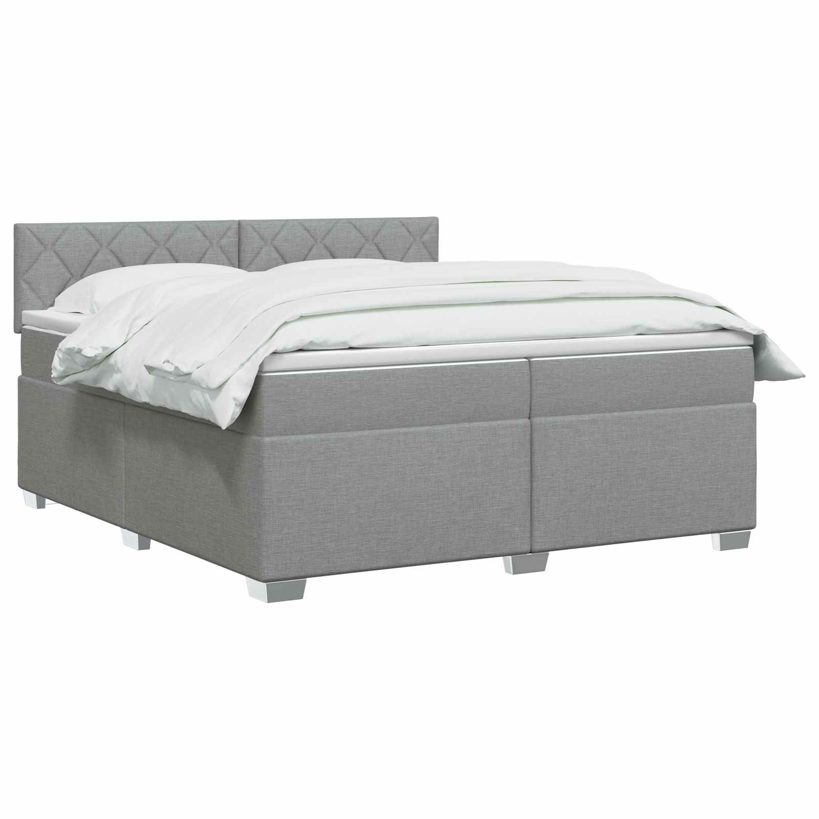 Boxspringbed met matras Lichtgrijs 200 x 200 cm Stof