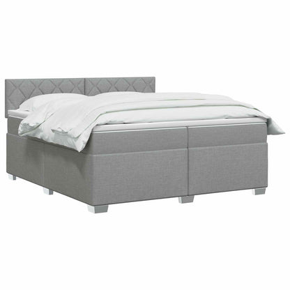 Boxspringbed met matras Lichtgrijs 200 x 200 cm Stof