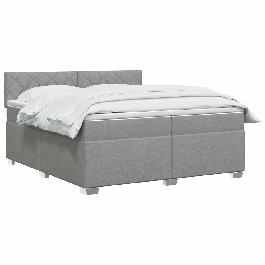 Boxspringbed met matras Lichtgrijs 200 x 200 cm Stof
