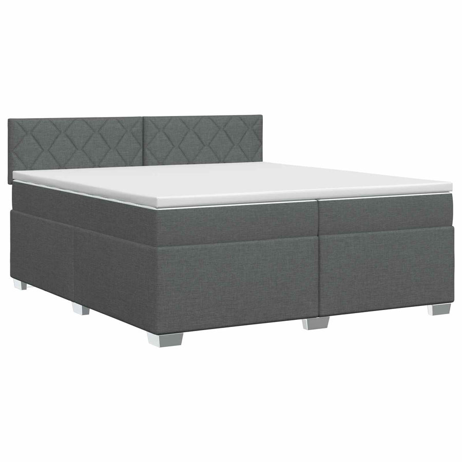 Boxspringbed met matras Donkergrijs 200 x 200 cm Stof