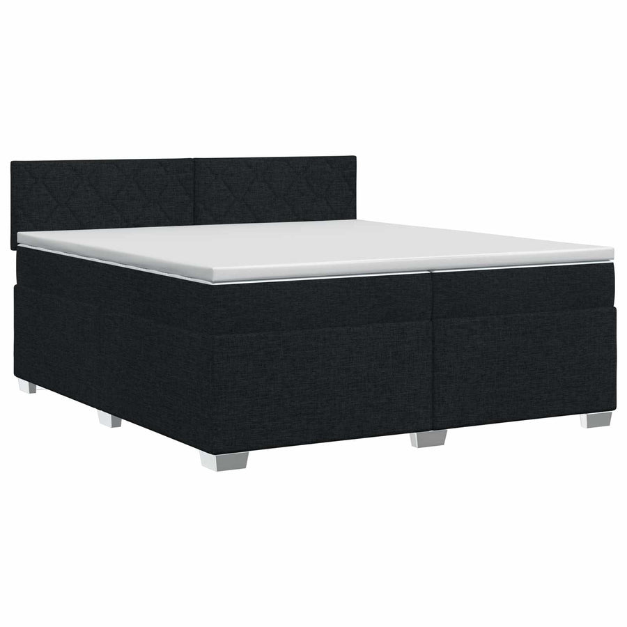 Boxspringbed met matras met hoofdeinde Zwart 200 x 200 cm Stof