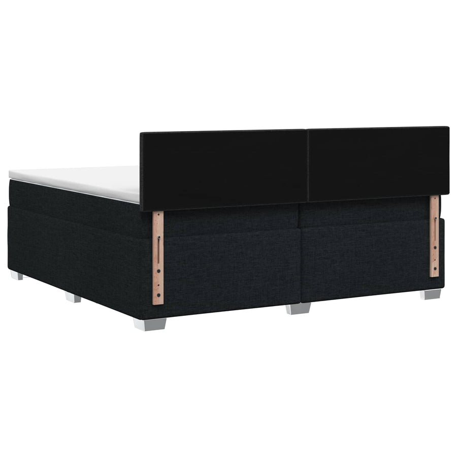Boxspringbed met matras met hoofdeinde Zwart 200 x 200 cm Stof