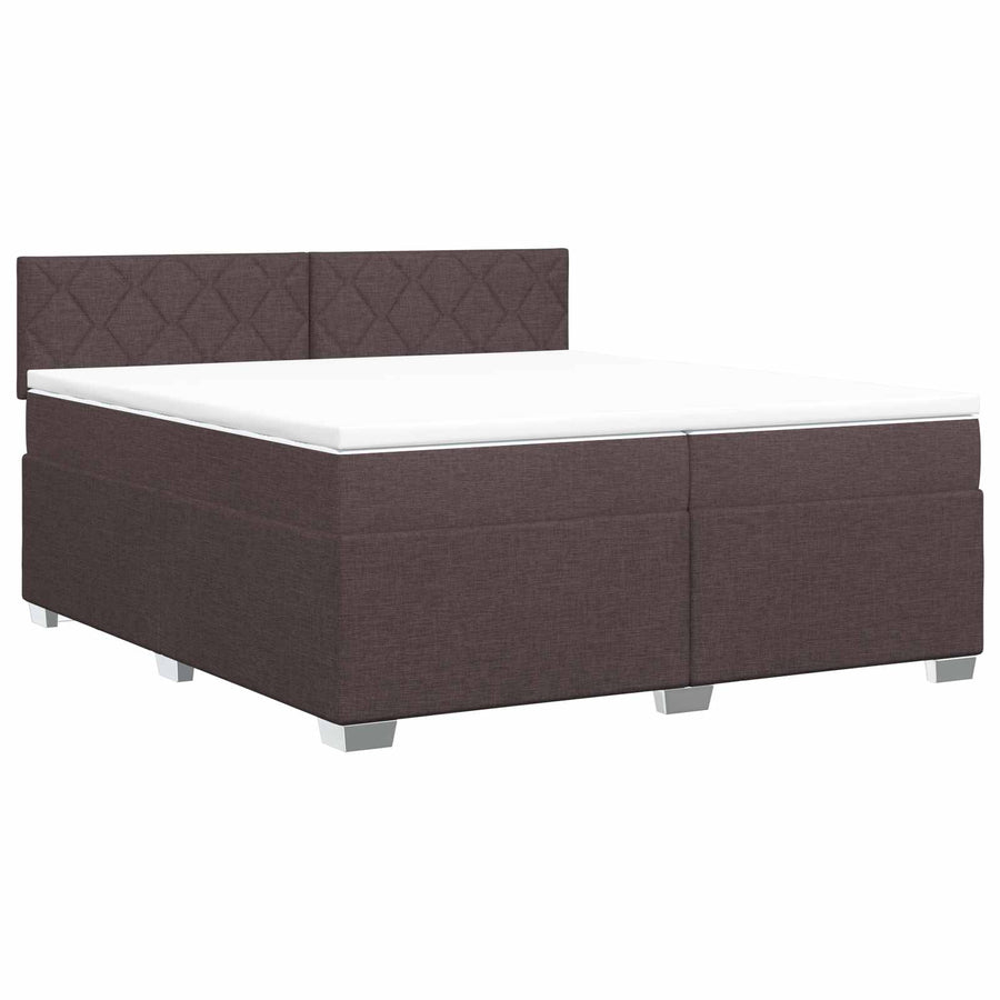 Boxspringbed met matras Donkerbruin 200 x 200 cm Stof