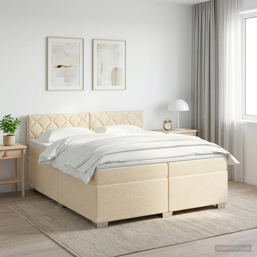 Boxspringbed met matras Crèmekleurig 200 x 200 cm Stof
