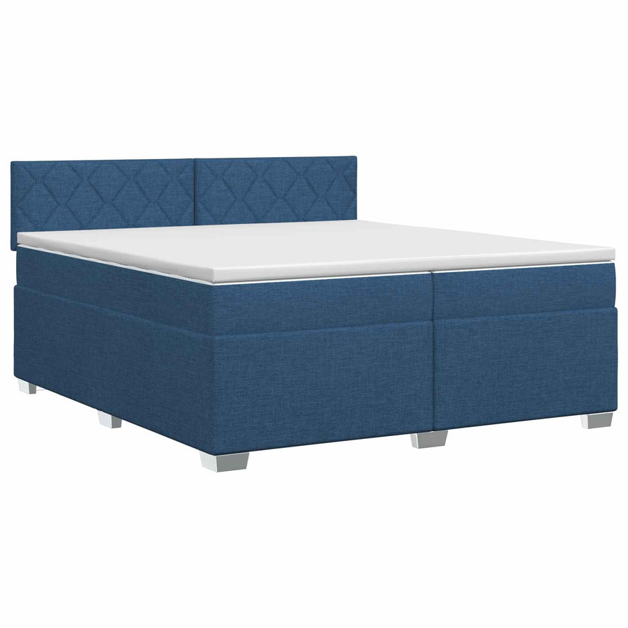 Boxspringbed met matras met hoofdeinde Blauw 200 x 200 cm Stof
