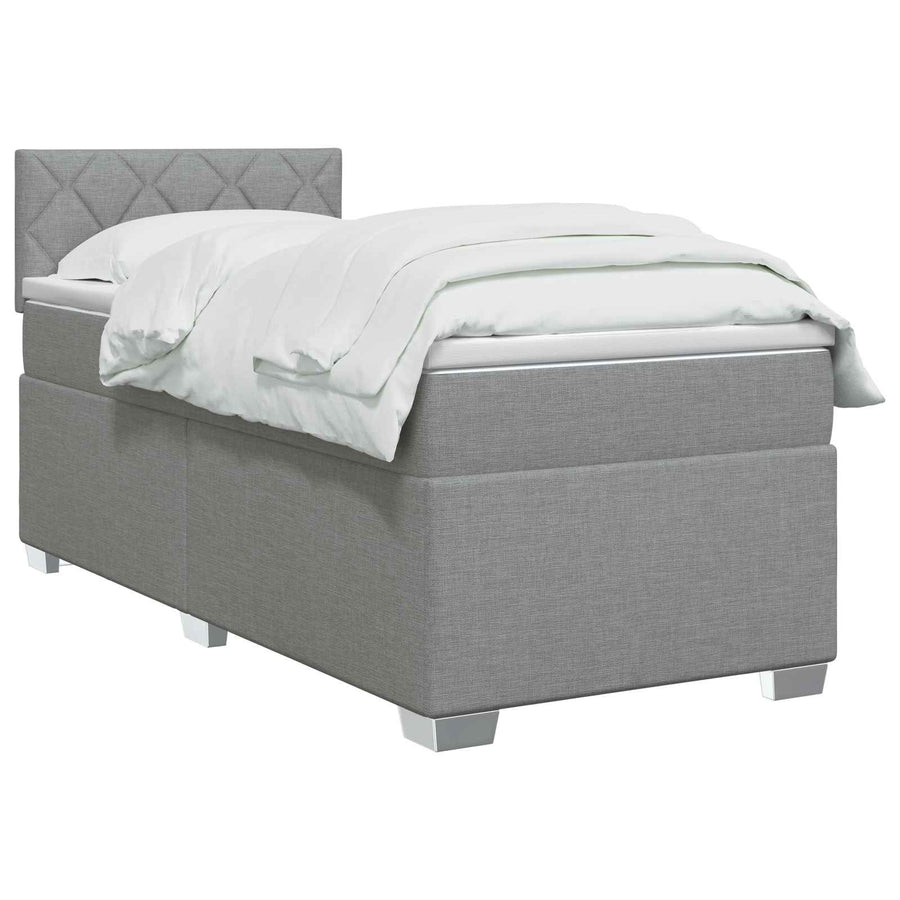 Boxspringbed met matras Lichtgrijs 90 x 190cm Stof