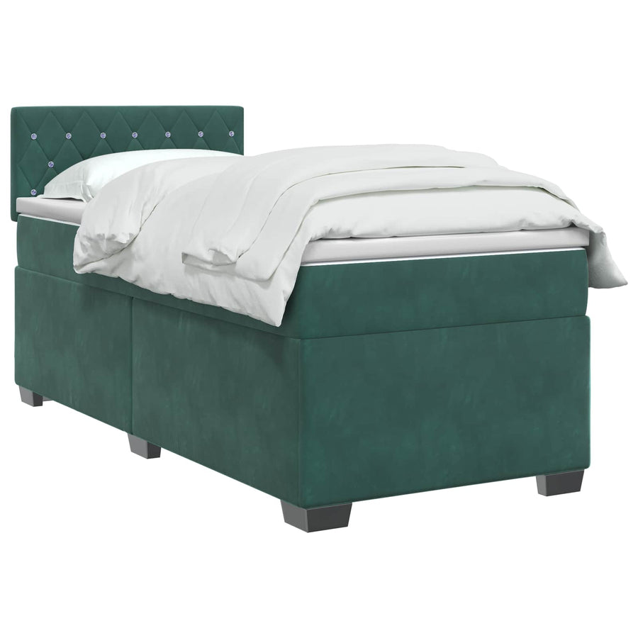 Boxspringbed met matras Donkergroen 80 x 200 cm Fluweel