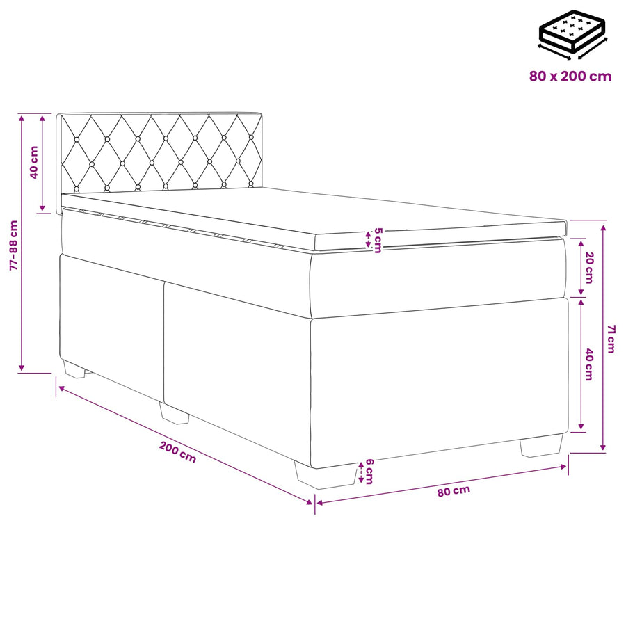 Boxspringbed met matras Donkerblauw 80 x 200 cm Fluweel