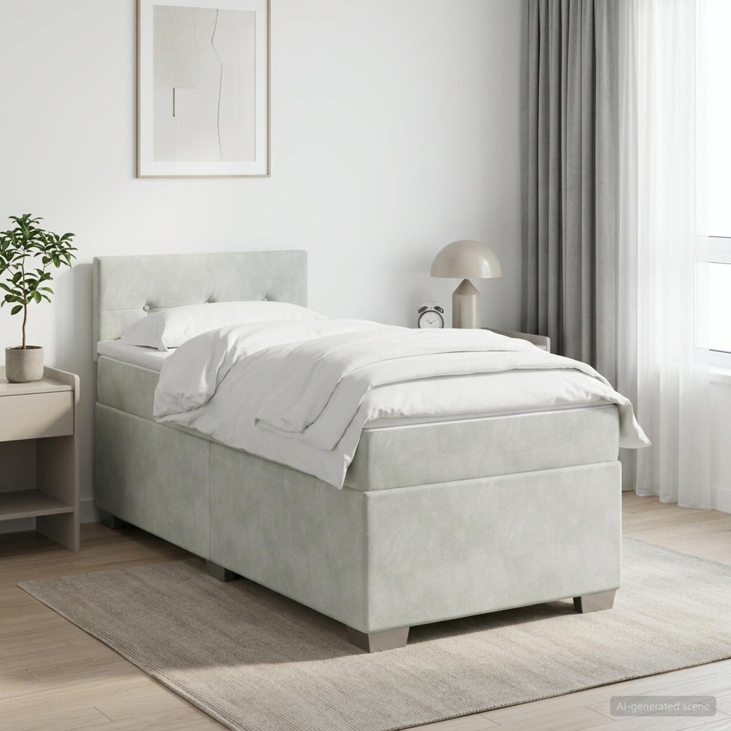 Boxspringbed met matras Lichtgrijs 80 x 200 cm Fluweel