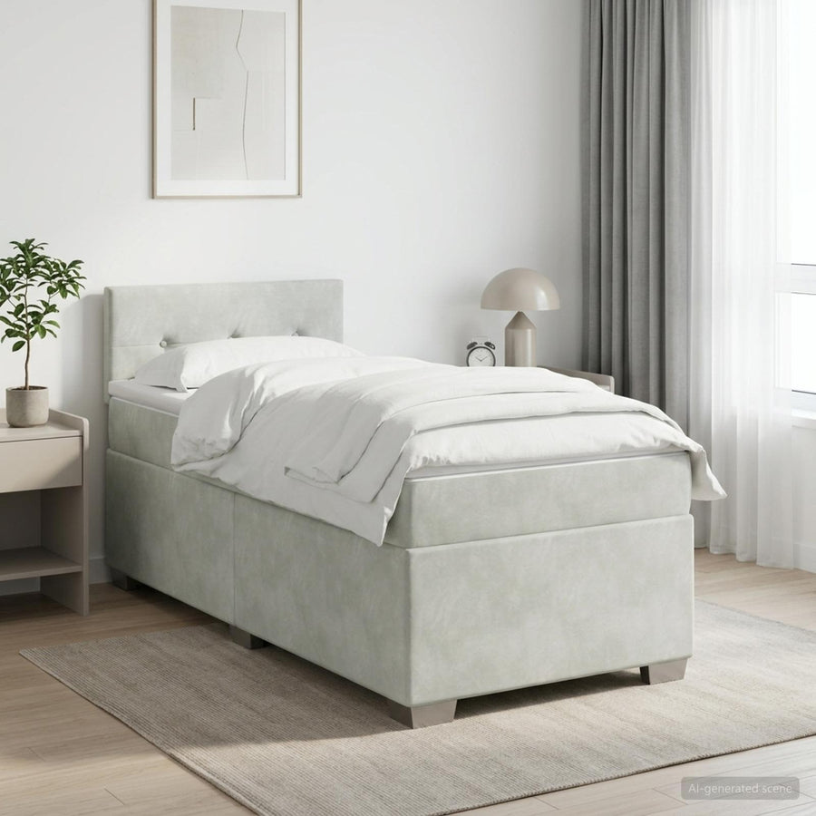 Boxspringbed met matras Lichtgrijs 80 x 200 cm Fluweel