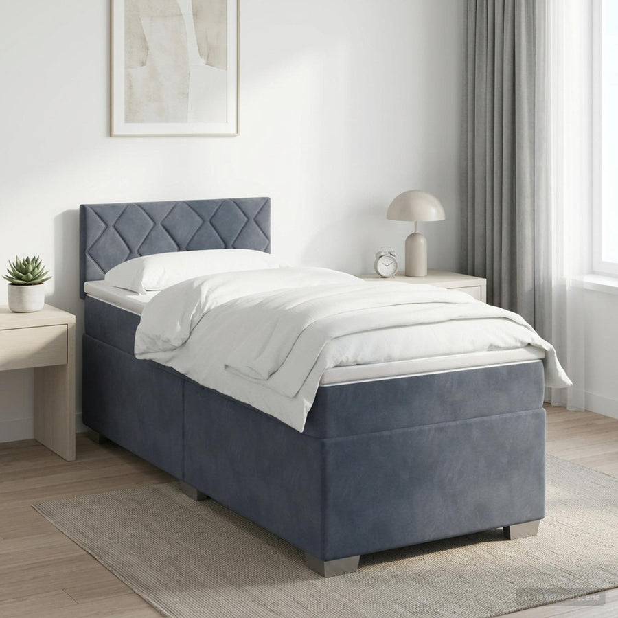 Boxspringbed met matras Donkergrijs 100 x 200 cm Fluweel