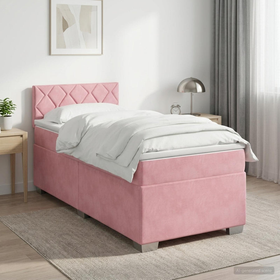 Boxspringbed met matras met hoofdeinde Roze 90 x 200 cm Fluweel