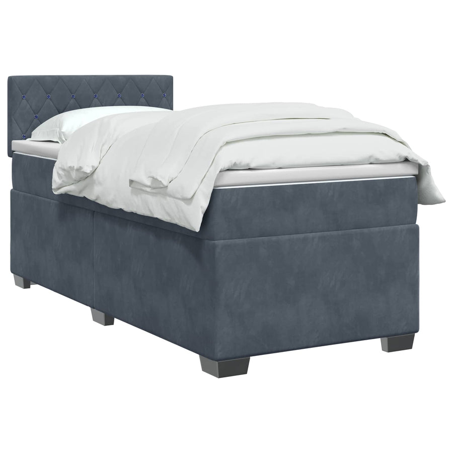 Boxspringbed met matras Donkergrijs 90 x 190 cm Fluweel