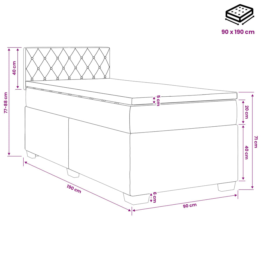 Boxspringbed met matras Donkerblauw 90 x 190 cm Fluweel