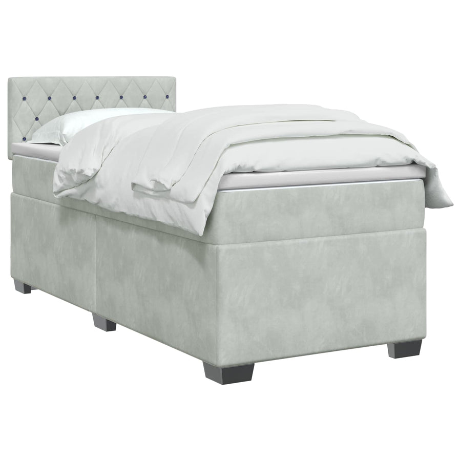 Boxspringbed met matras Lichtgrijs 90 x 200 cm Fluweel