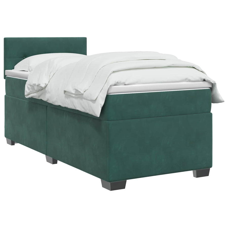 Boxspringbed met matras Donkergroen 90 x 200 cm Fluweel