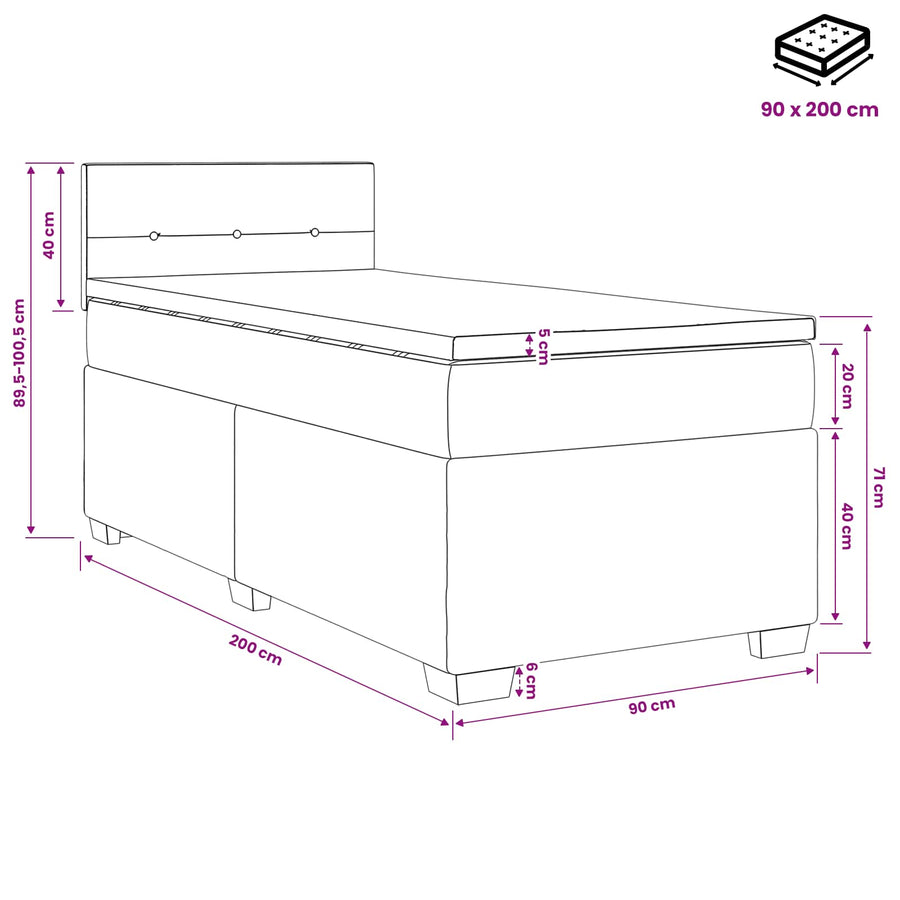 Boxspringbed met matras met hoofdeinde Roze 90 x 200 cm Fluweel