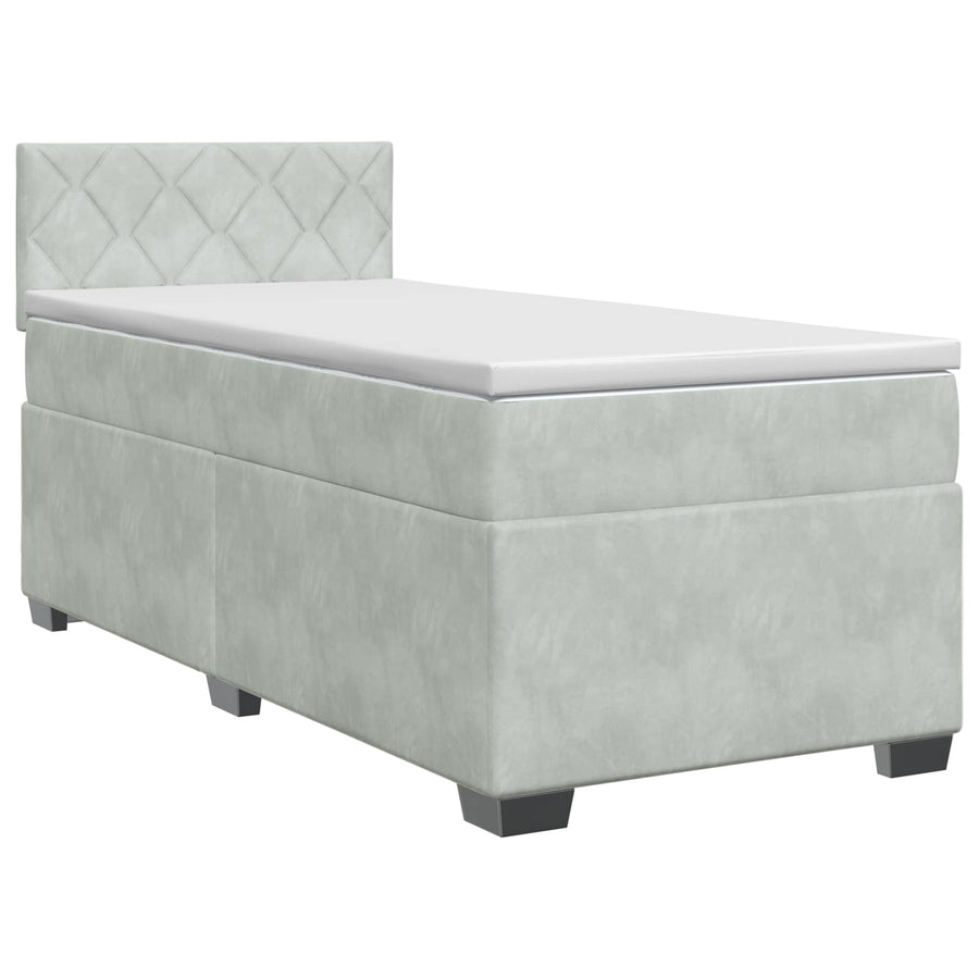 Boxspringbed met matras Lichtgrijs 90 x 200 cm Fluweel