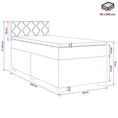 Boxspringbed met matras met hoofdeinde Roze 90 x 200 cm Fluweel