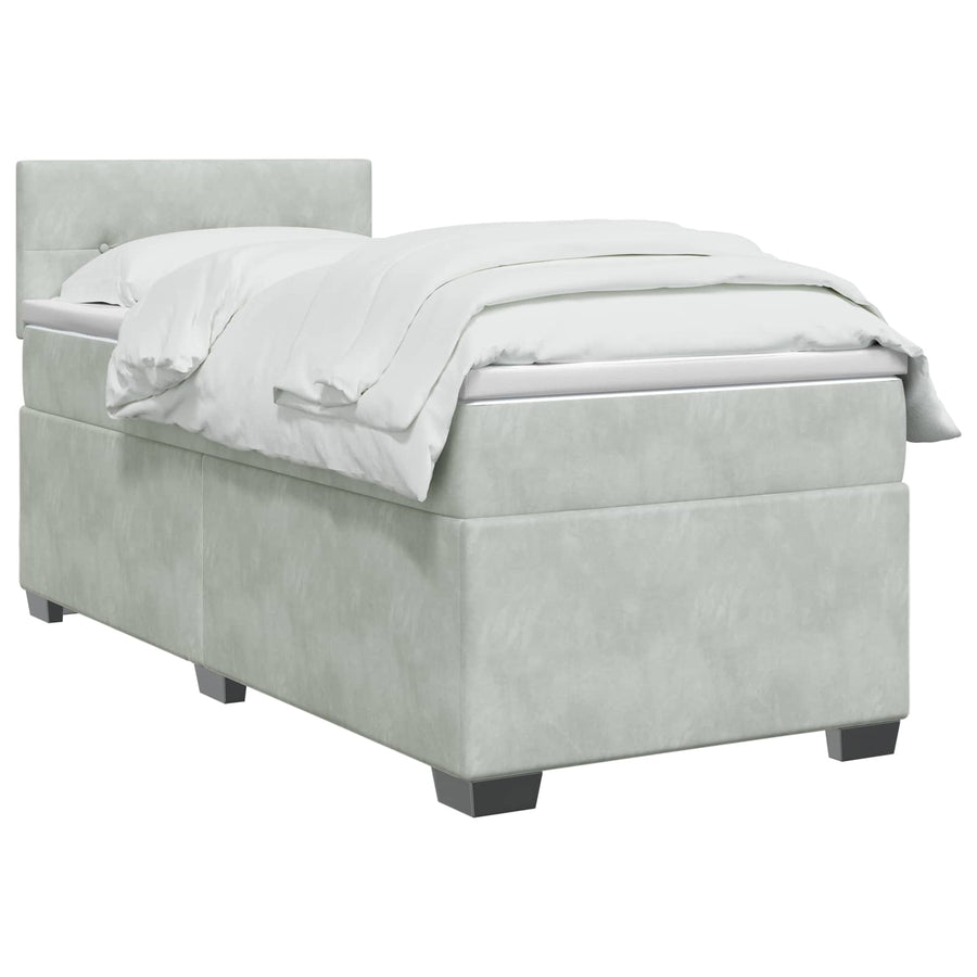 Boxspringbed met matras Lichtgrijs 100 x 200 cm Fluweel