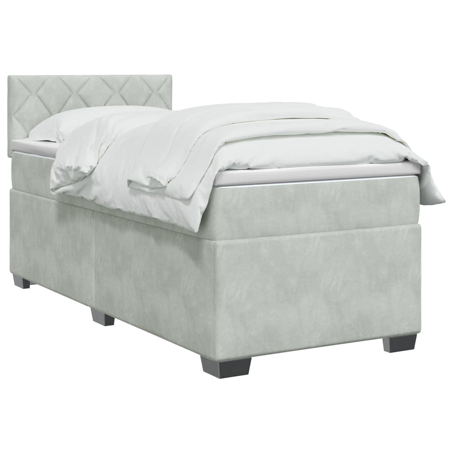 Boxspringbed met matras Lichtgrijs 100 x 200 cm Fluweel