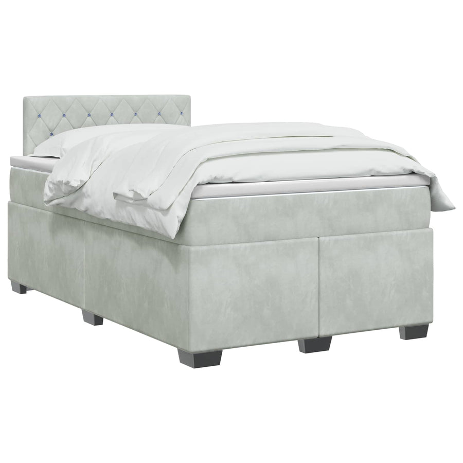 Boxspringbed met matras Lichtgrijs 120 x 190 cm Fluweel