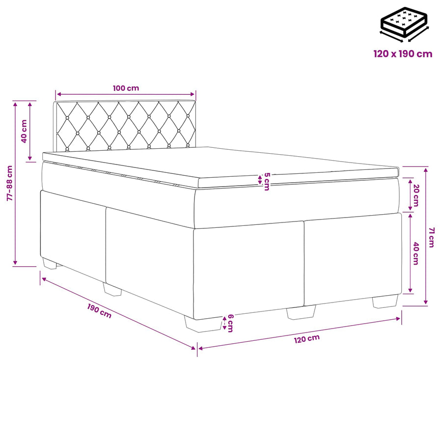 Boxspringbed met matras Donkergrijs 120 x 190 cm Fluweel