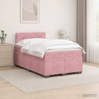 Boxspringbed 120x200 cm roze fluweel inclusief matras
