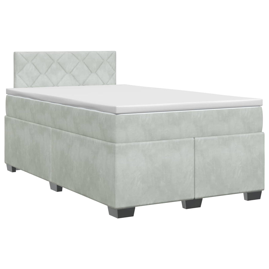 Boxspringbed met matras Lichtgrijs 120 x 190 cm Fluweel