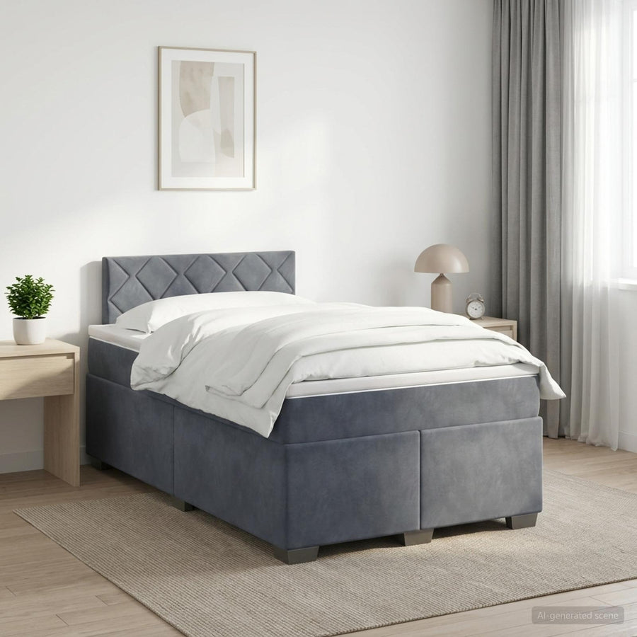 Boxspringbed met matras Donkergrijs 120 x 190 cm Fluweel
